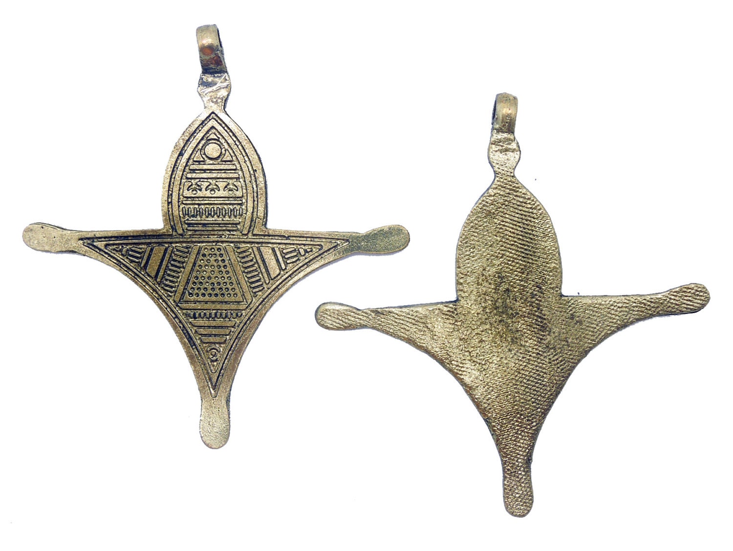Brass Engraved Fan Pendant S58B13-02 Tibetan Brass Pendant