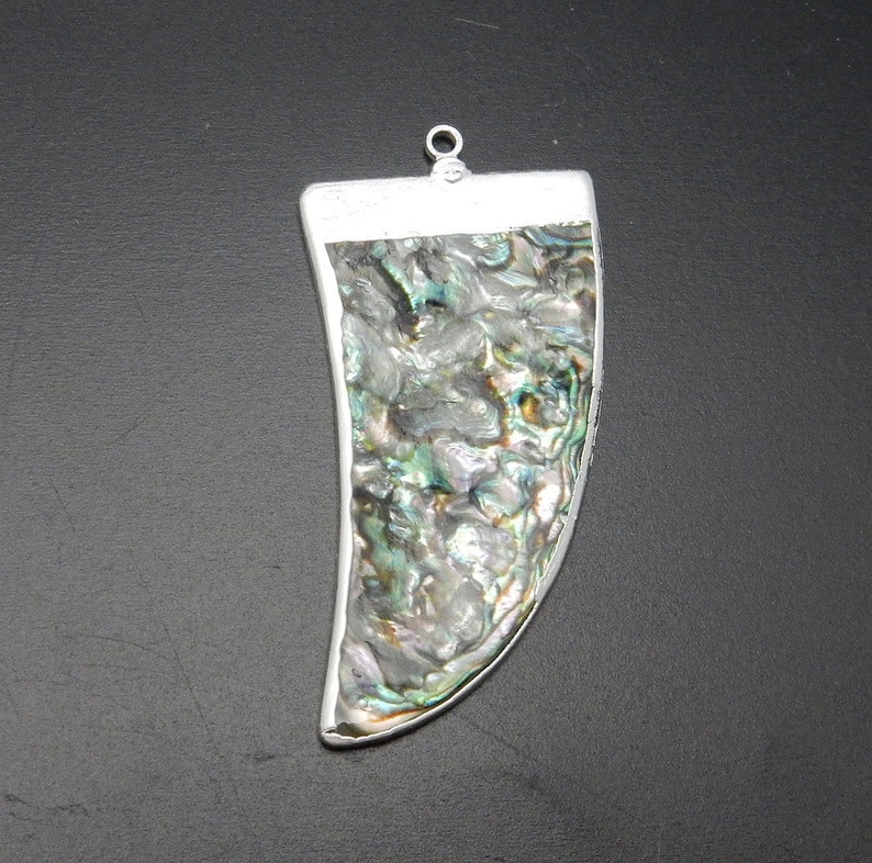 Abalone Shell Horn pendant with Electroplated Silver Edge S118B3-24