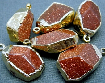 30% off Clearance Goldstone Nugget with Electroplated 24k Gold Edges (S3B7-08)