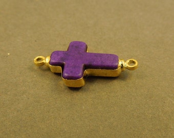 Sideways Cross Link - Side ways Cross Purple Connector - Edged with 24k gold  S3B8-02