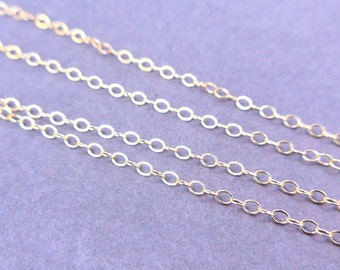14 kt. Gold Fill Chain Finished Spring Clasp 16" Flat Cable 1.3mm Bulk lot of 5 chains  GF16