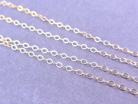 14kt Gold Fill Finished Chain, 16" Flat Cable, 1.3mm, Lot of 5