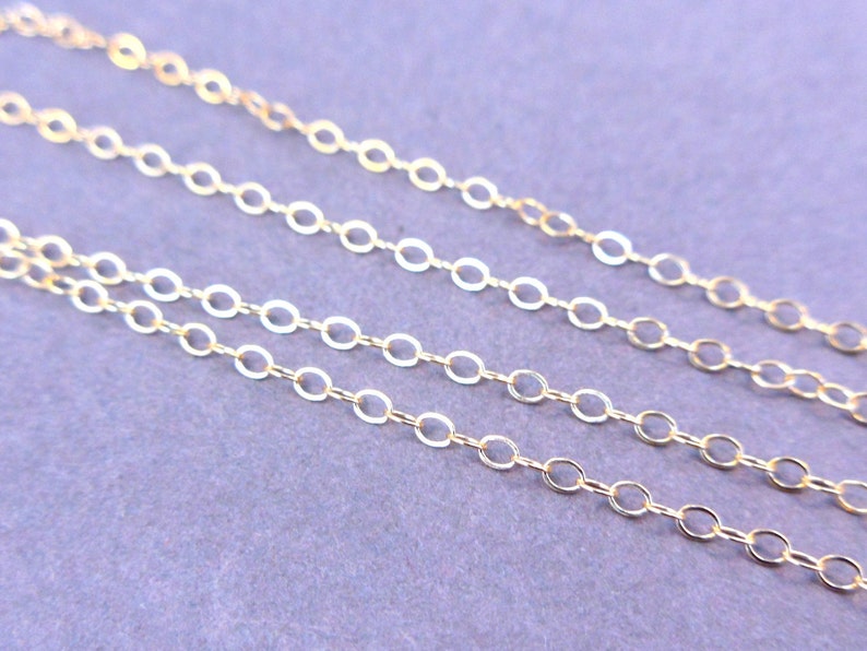 14 kt. Gold Fill Chain Finished Spring Clasp 16 Flat Cable 1.3mm Bulk lot of 10 chains image 1