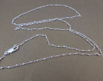 Finished Chain 28' with Lobster Clasp Pearl Silver wire wrapped chain  - Delicate Pearl prayer chain S23B4-03