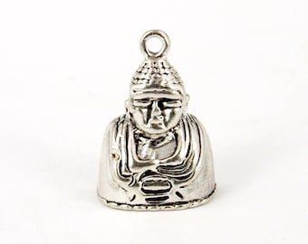 Buddah Head Pendant Cast in Sterling Silver Petite Charm (S82B6-23)