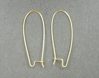 Gold Vermeil Ear Wires-- Gold Vermeil Kidney Shaped Large Ear Wires Earring Hooks -5 PAIRS  (S36-B1-05)