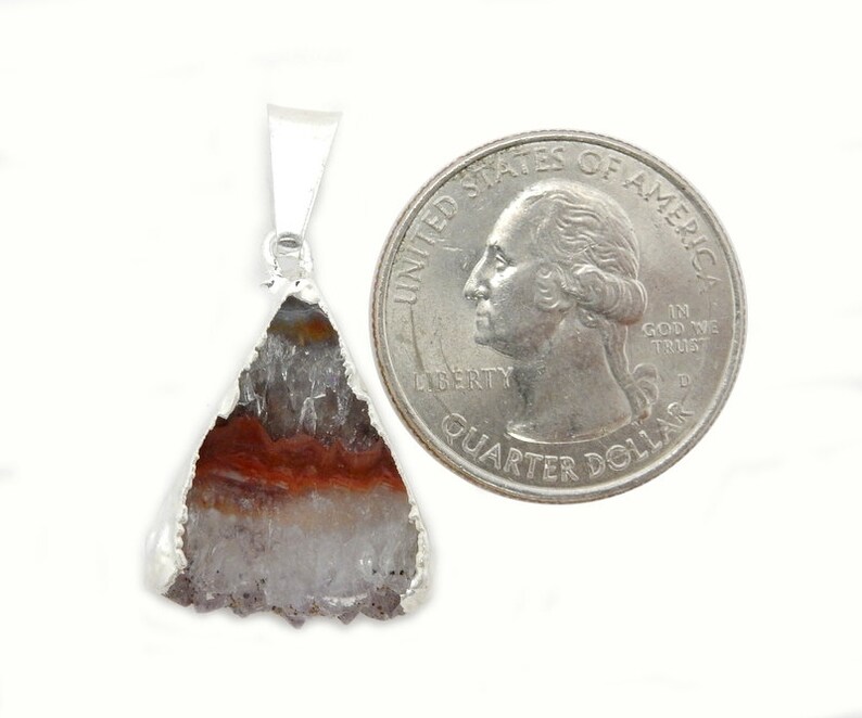 Petite Amethyst Triangle Slice Druzy Crystal Pendant with Silver Electroplated Edges ASP S64B4-05 image 4