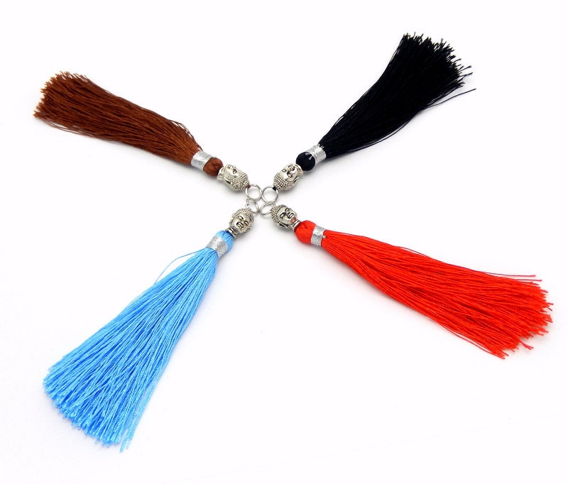 5 PCS Tassel Pendant Blue Tassel Pendant with Silver Tone Etsy
