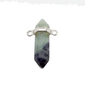 Double Terminated Rainbow Fluorite Double Bail Pendant Silver Plated  Band (S94B22-14)