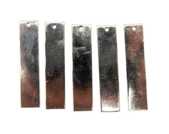Stamping Blank Bar Sterling Silver Oxidized Bar Link Charm Pendant (S15B5-02)