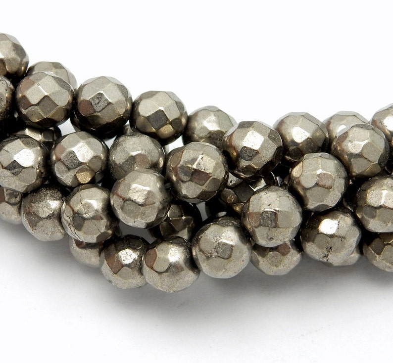 Pyrite Beads Silver Toned Pyrite 4mm Beads ONE STRAND - Etsy