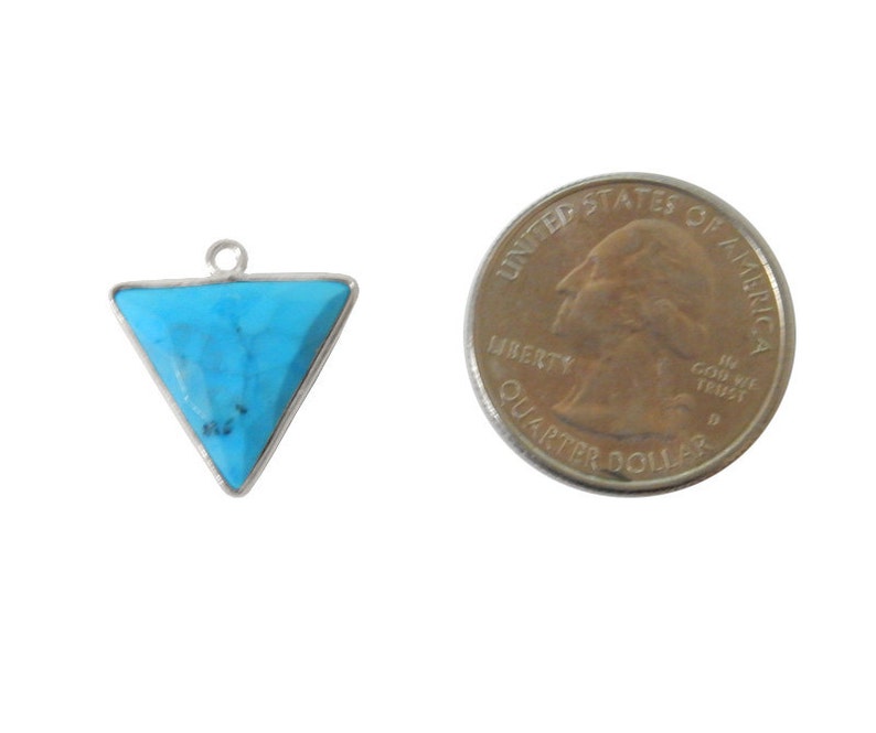 15mm Triangle Charm Pendant with Sterling Silver Bezel WWA-09 Turquoise Howlite Charm Pendant