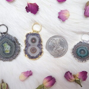 Amethyst Stalactite Pendant with Fancy Bail and Electroplated 24k Gold, Gun Metal or Silver Edge (S88B17) image 2