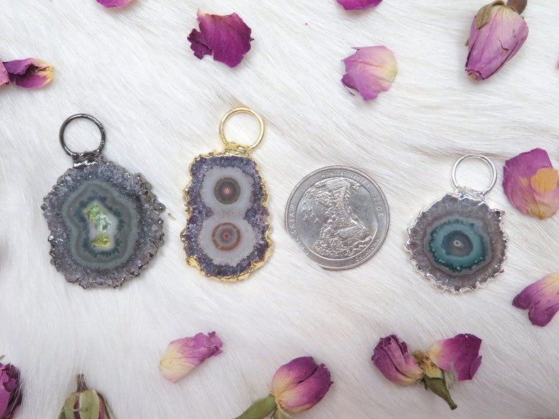 Amethyst Stalactite Pendant with Fancy Bail and Electroplated 24k Gold, Gun Metal or Silver Edge (S88B17) image 2