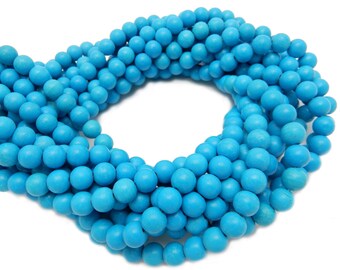 Turquoise Howlite Beads -9mm  Round Turquoise Howlite Beads-- ONE (1) Full STRAND (S103B1-01)