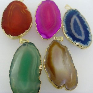 Agate Slice Druzy Pendant electroplated in gold  Druzy Agate image 3