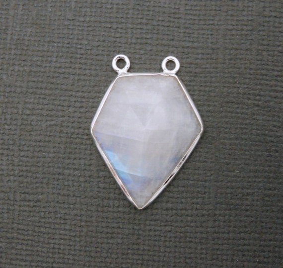 Crystal Quartz 25mm Shield Flat Smooth 925 Sterling Silver Vermeil Bezel Pendant