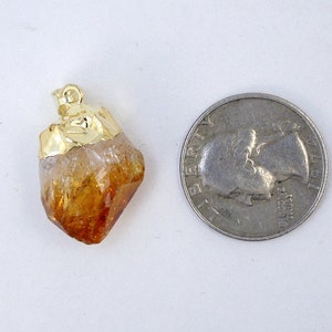 Citrine Point Pendant Raw Citrine electroplated gold S122B1 image 3