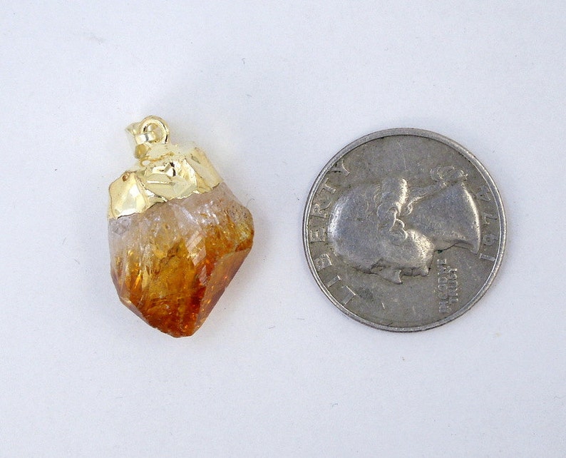 Citrine Point Pendant Raw Citrine electroplated gold S122B1 image 3