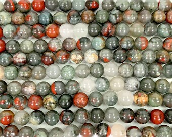 African BloodStone Polished Round Mala Beads