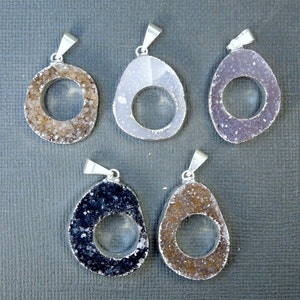 •QUARTZ DRUZY - FREEFORM• sterling silver pendant main image 1