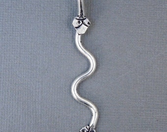 Silver-Toned Brass Snake Charm Pendant (S34B3-04)