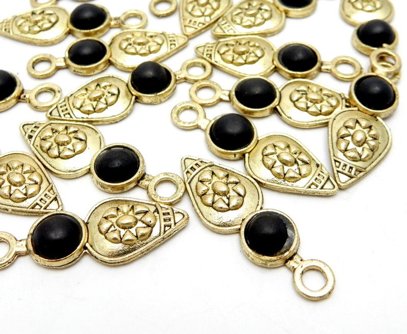 5pcs Tibetan-style Teardrop Pendant With Black Accent Brass - Etsy