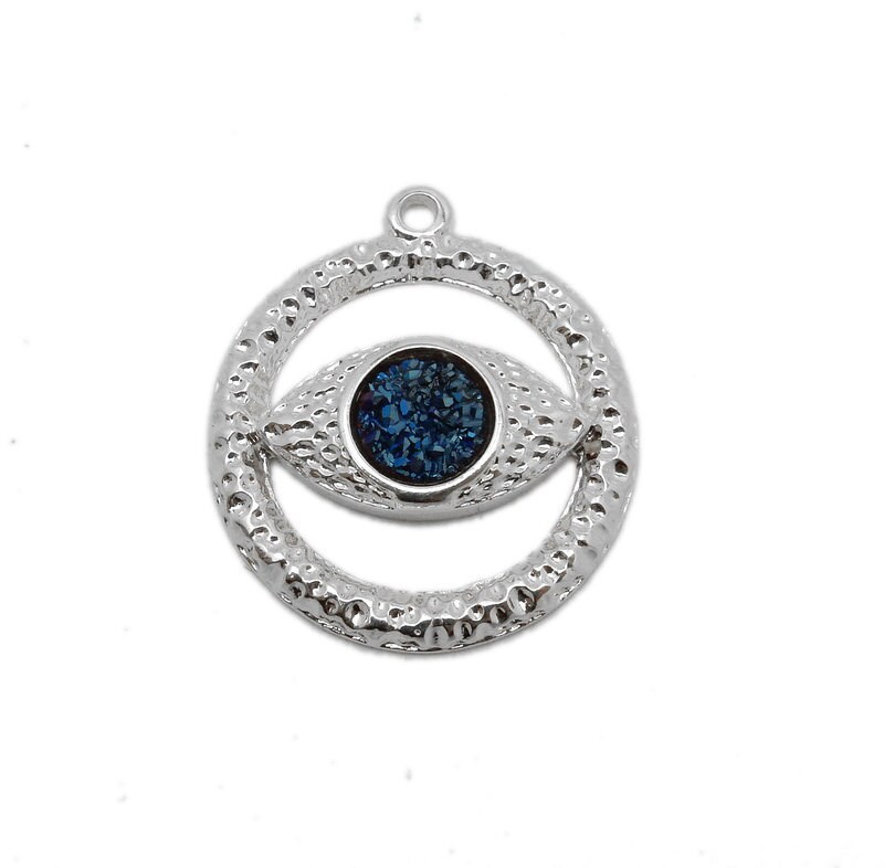 Greek Eye Pendant Silver Plated Greek Eye Pendant with Black Etsy