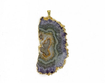 Amethyst Stalactite Gold Eletroplated Pendant (S-607)