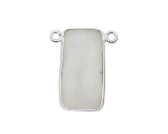 Moonstone Rectangle Double Bail Pendant - 10mm x 19mm Sterling Silver Bezel (S113B9-06)