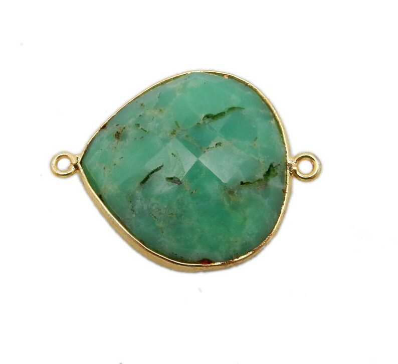 S1B20-16 Chrysoprase Drop Double Bail Pendant set in Gold Plated Bezel