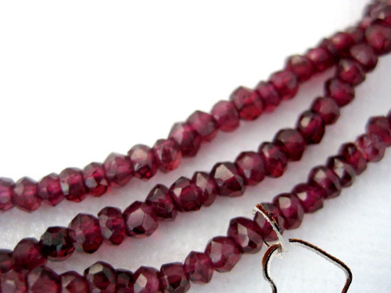 C-1 Finished 18 Garnet 4mm Bead Chain with Silver Lobster Clasp Gemstone Beaded Chain with Heart Charm
