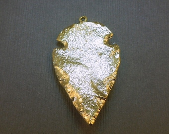 Arrowhead dipped in 24k gold electroplated pendant charm silver plated available too (S76B3-02) Made in USA