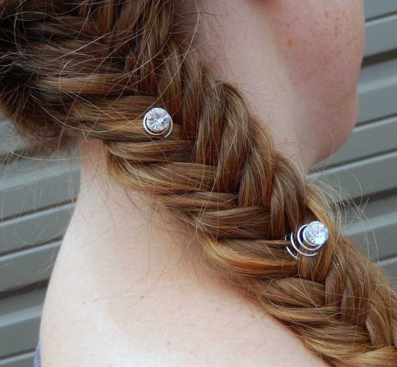 Hair Pin Silver Toned Twist-in Hair Pin With Gemstone Accent