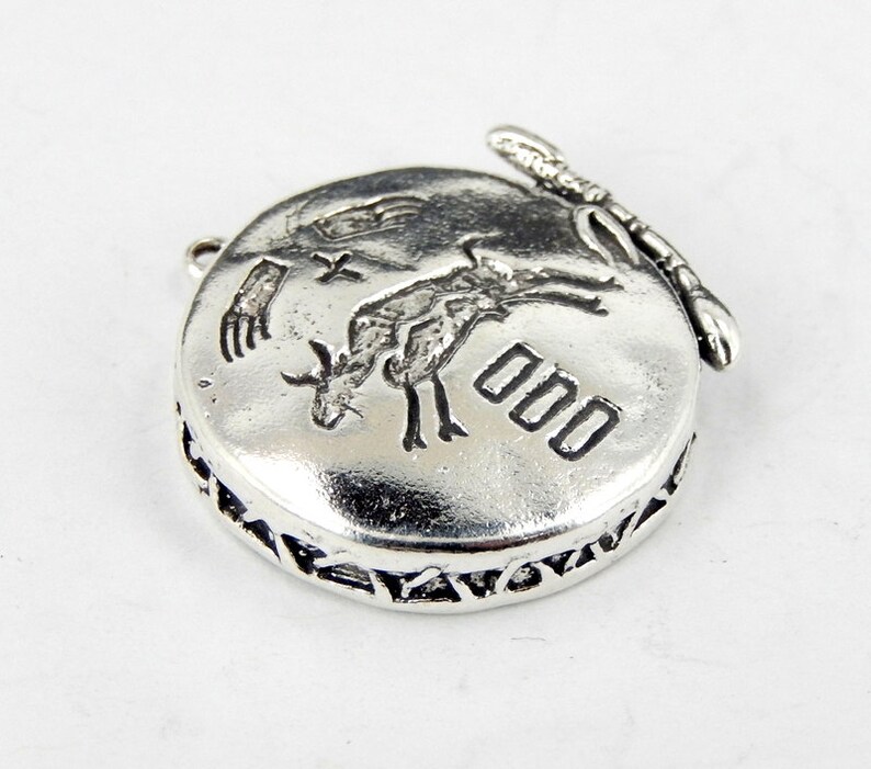 S82B6-08 Drum Pendant with Intricate Design Cast in Sterling Silver Petite Charm