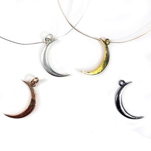 Crescent Moon Cast in Gold , Silver ,Oxidized Silver or Rose Gold Over Sterling Silver Cast Charm (S114b2)