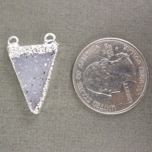 Druzy Druzzy Drusy Triangle Pendant Charm Silver Electroplated Edge and Double Bail S1B7-06 image 4