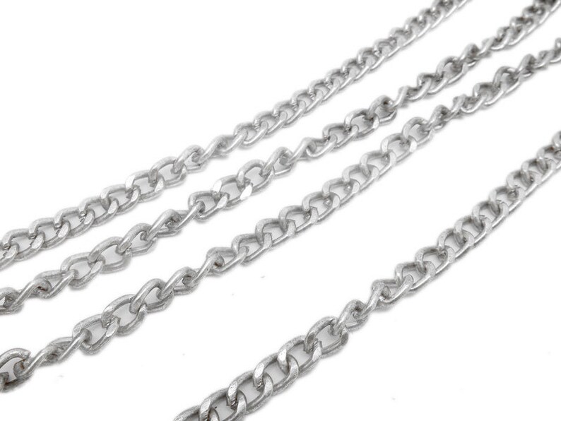 1 Foot CHN-560 1ft Antique Silver Toned Beveled Curb Link Chain