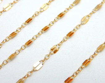 Gold Fill Chain Double Bar Chain 2mm-- By 1 FOOT , 5 Feet or 10 feet (chn 1061) Designers Favorite (M1175)