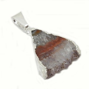 Petite Amethyst Triangle Slice Druzy Crystal Pendant with Silver Electroplated Edges ASP S64B4-05 image 3