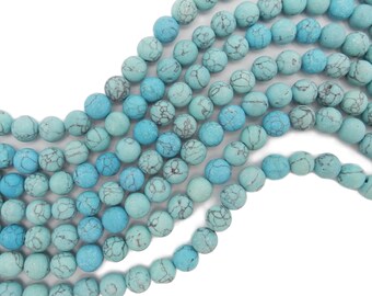 Turquoise Howlite Beads - 8mm  Round Turquoise Howlite Beads-- BULK LOT Of 5 STRANDS  (S103B1-02)