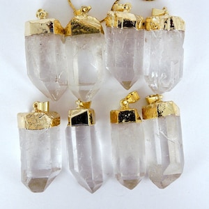 Crystal Quartz Point Pendant with Gold Electroplate WHOLESALE PRICING