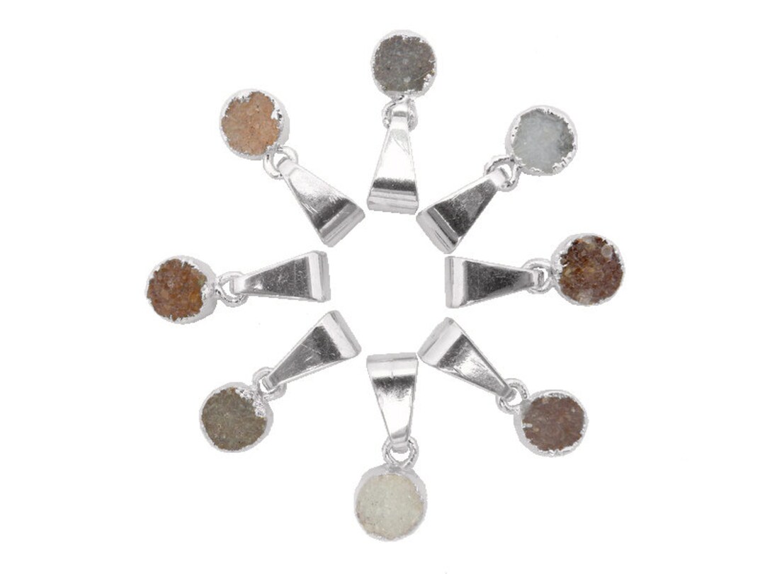 Collier Pendentif BUTW - Agate Tranche Druzy Électroformé Argent - Modèle 9629K - Neuf