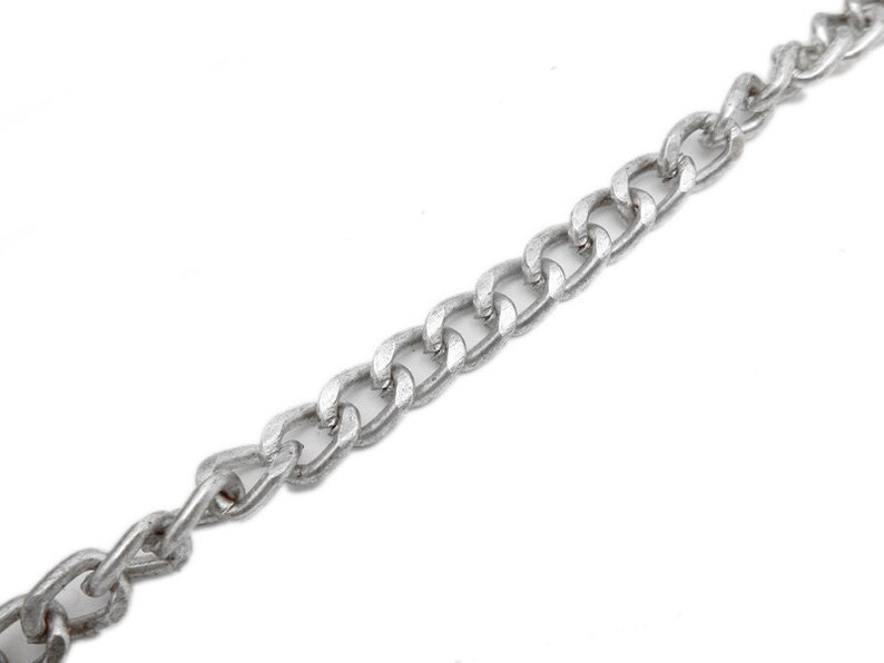 1 Foot CHN-560 1ft Antique Silver Toned Beveled Curb Link Chain