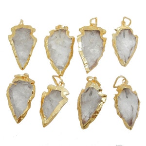 Crystal Arrowhead Arrow Head Pendant Charm Electroplated in 24k gold (S98B10-07)