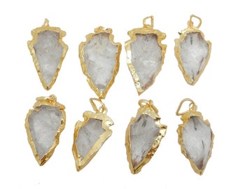 Crystal Arrowhead Arrow Head Pendant Charm Electroplated in 24k gold (S98B10-07)