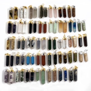 Gemstone Point Pendants in Silver Toned Bail image 3