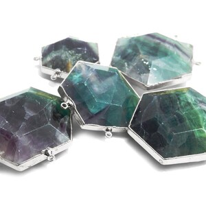 Natural Green Fluorite Crystal Necklace Healing Jewelry Point Pendulum Quartz Stone Purple Crystal Hexagonal Pendant Necklace - 36