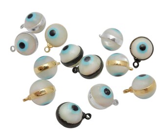 Pearl Greek Eye Pendant with Electroplated 24k Gold, Silver or Gun Metal Edge and Cap (S87B18-13)