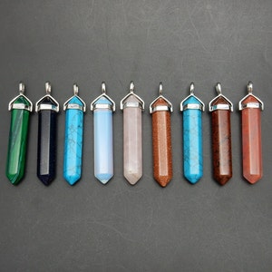 Large Turquoise Howlite Pencil Point Pendant with Silver Plated Cap and Bail S110B6-05 image 4